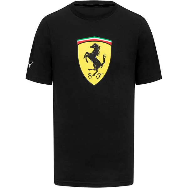 T-shirt Ferrari Puma scudetto grande nera