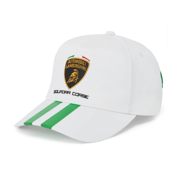 Cappellino Lamborghini Squadra Corse bianco bande verdi