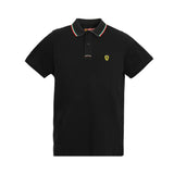Polo Scuderia Ferrari scudo classica nera con profili tricolore - F1Monza