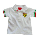 Polo Scuderia Ferrari Baby con Scudetto piccolo e tricolore bianca - F1Monza