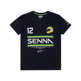 T-Shirt Ayrton Senna stipe Navy con Citazione