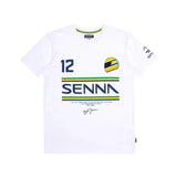 T-Shirt Ayrton Senna Bianca stripe con Citazione