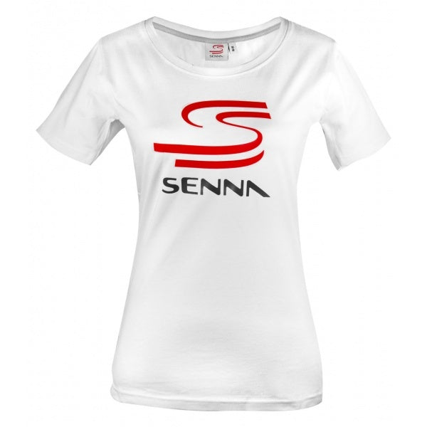 T-SHIRT MAGLIETTA AYRTON SENNA BIANCA DONNA LADIES DOPPIA S UFFICIALE  