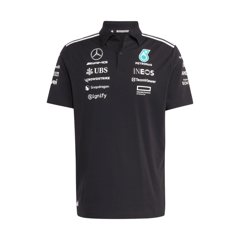 Polo Mercedes AMG Petronas F1 Team sponsor 2025 nera Adidas