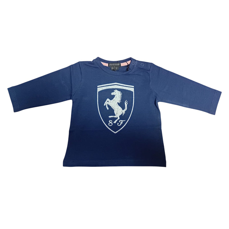 T-shirt Scuderia Ferrari Baby Girl con Scudo grande Blu