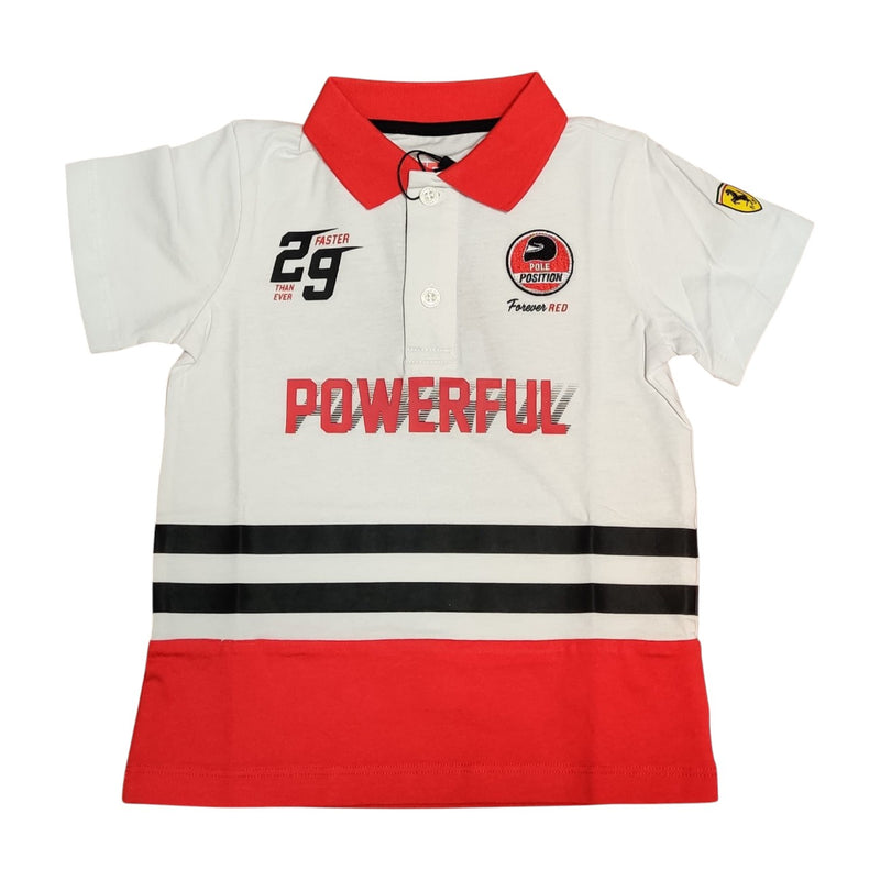 Polo Scuderia Ferrari bambino Powerful print Bianca