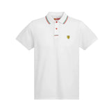 Polo Scuderia Ferrari scudo classica bianca con profili tricolore - F1Monza