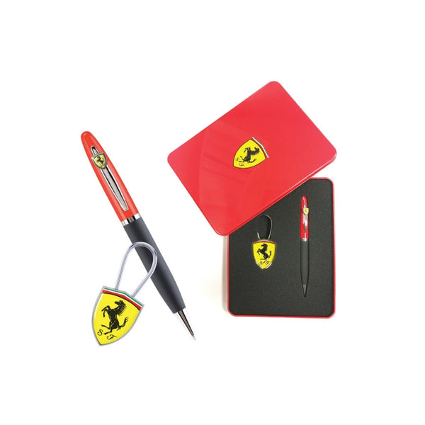 Set Penna e Portachiavi Ferrari con Custodia in metallo