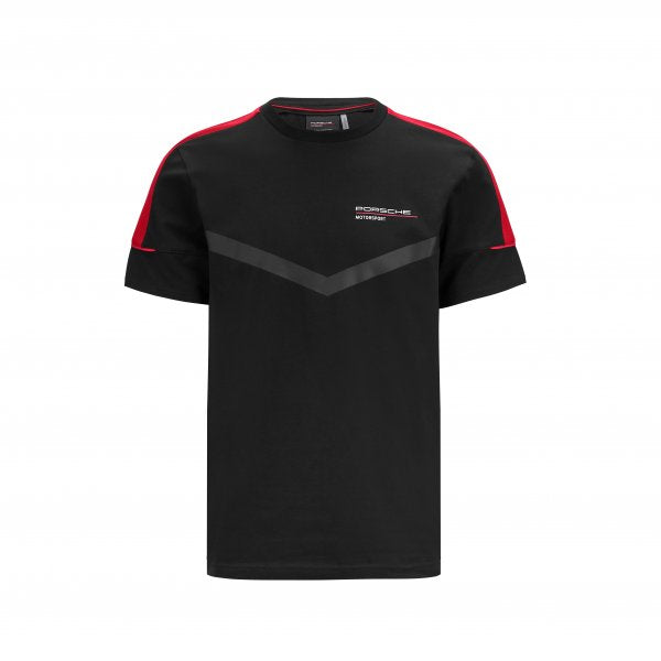 T-shirt Porsche Motorsport Fanwear nero spalline rosse