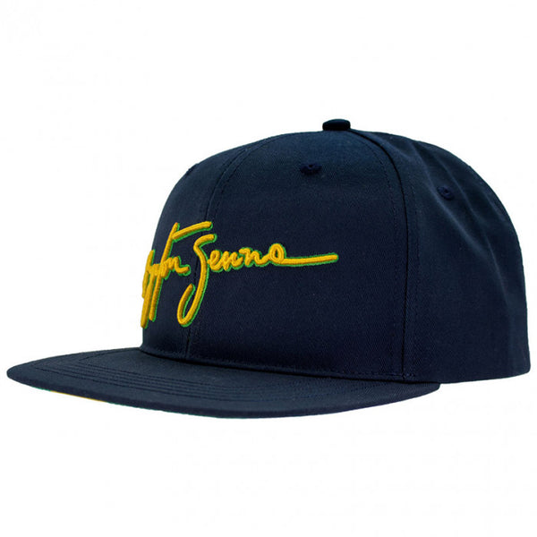 Ayrton Senna signature flat visor blue cap
