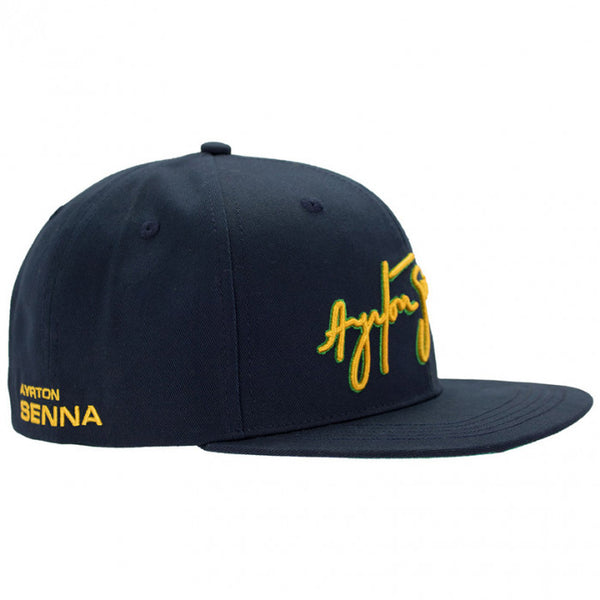 Ayrton Senna signature flat visor blue cap