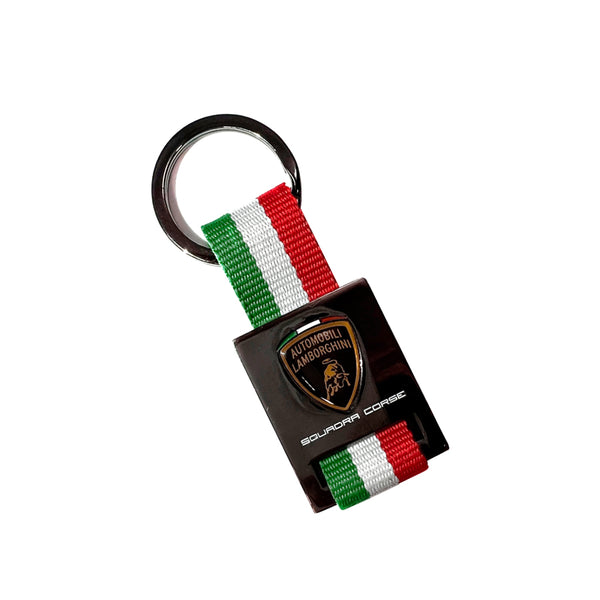 Lamborghini Squadra Corse tricolor leather keychain