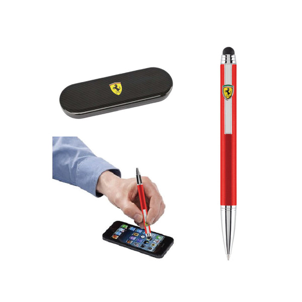 Ferrari red ballpoint pen with touch screen rubber