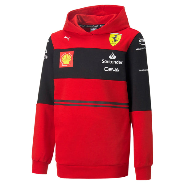 Felpa Hoodie Bambino  Scuderia Ferrari f1 Team Sponsor 2022 Santander