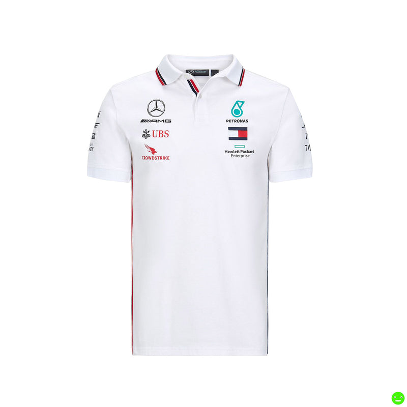 Polo Mercedes AMG Petronas F1 Team sponsor 2020 bianca