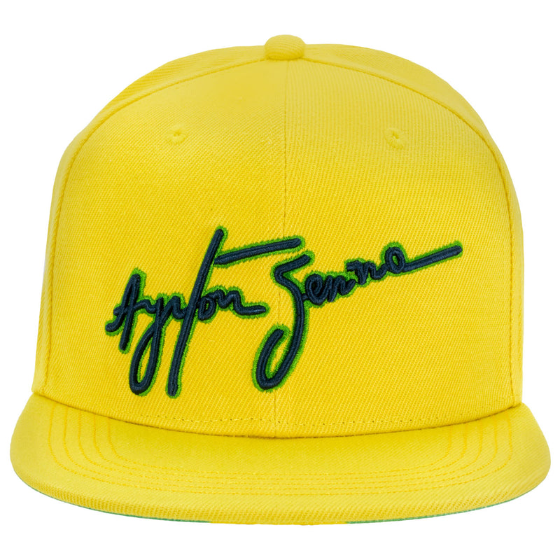 Cappellino Ayrton Senna  Signature Giallo visiera piatta