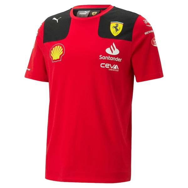 Carlos Sainz T-Shirt No. 55 Scuderia Ferrari F1 team Replica Sponsor 2023 Santander