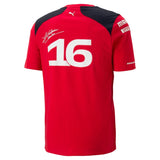 T-shirt Charles Leclerc n. 16 Scuderia Ferrari F1 team Replica Sponsor 2023 Santander